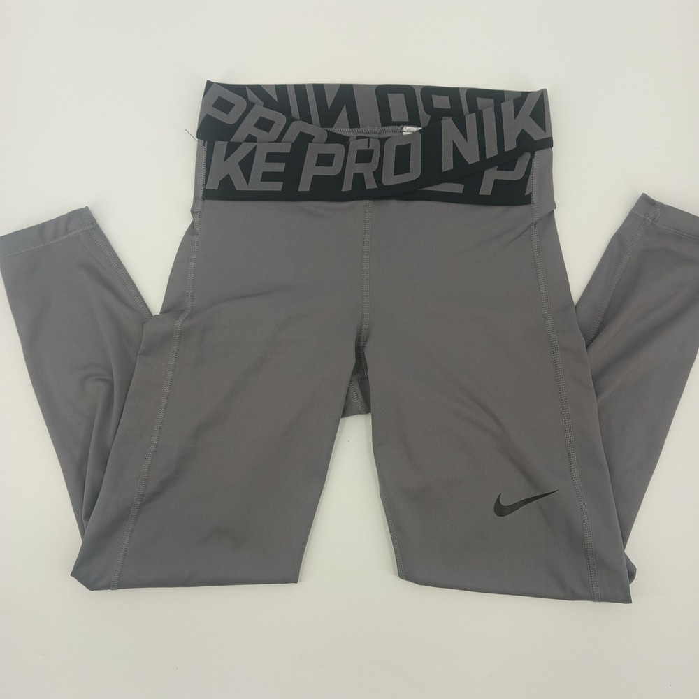 Nike Pro Dri-FIT Gray Crossover Waistband Leggings XS Training Tights